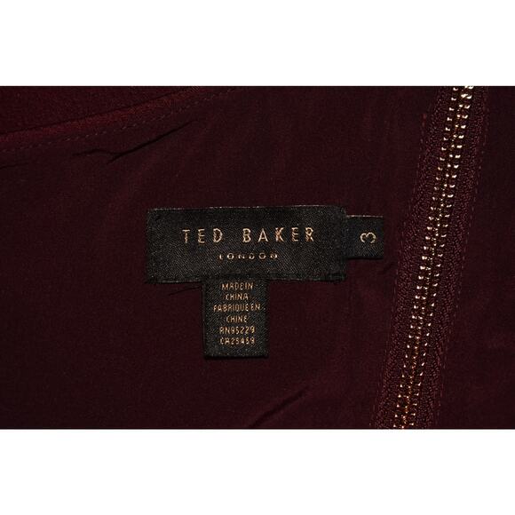 TED BAKER LONDON $350 Burgundy Jalis Lace One Shoulder Dress Ted 3 / US 8 - Picture 5 of 5